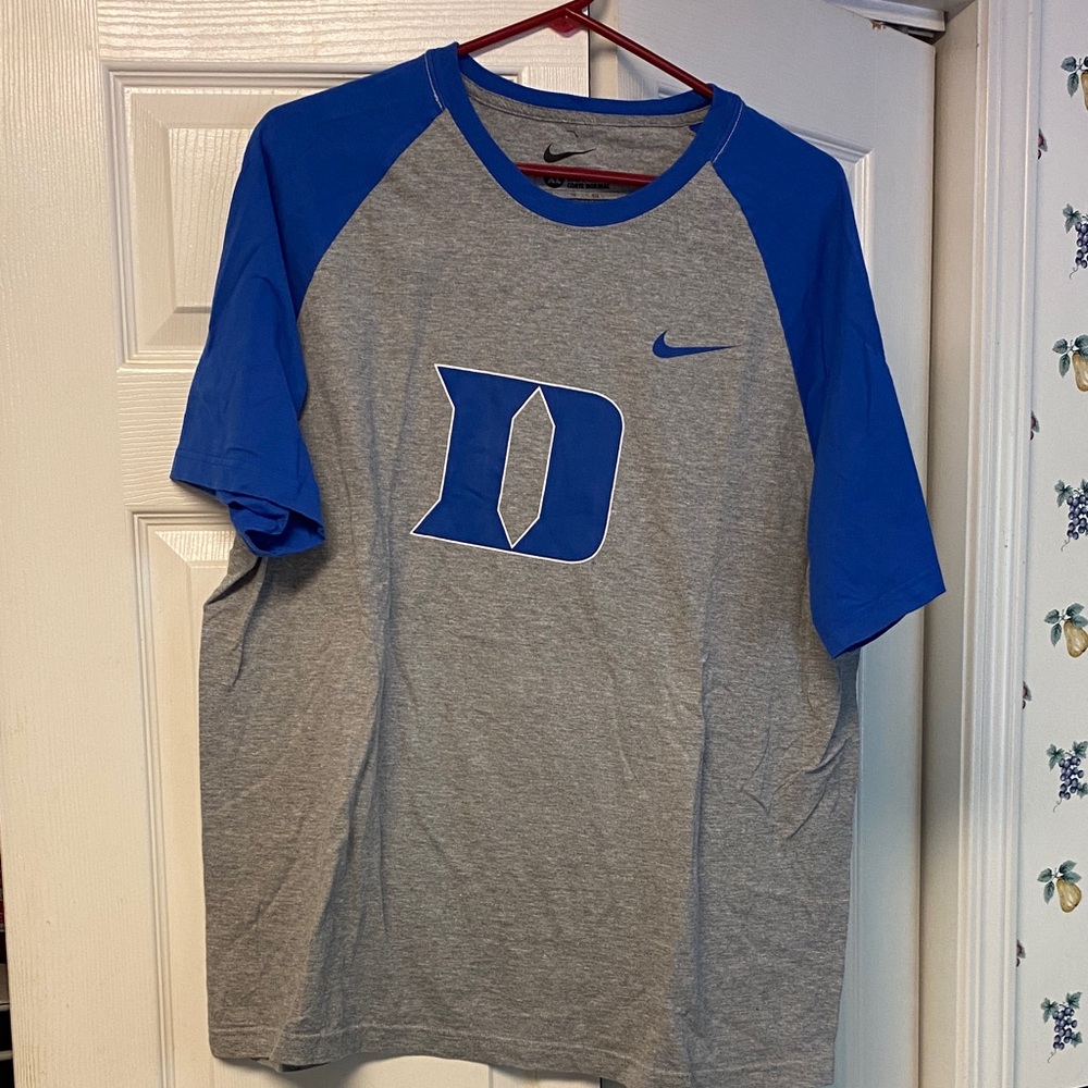 Nike Duke Men's Blue and Gray Short Sleeve Tee